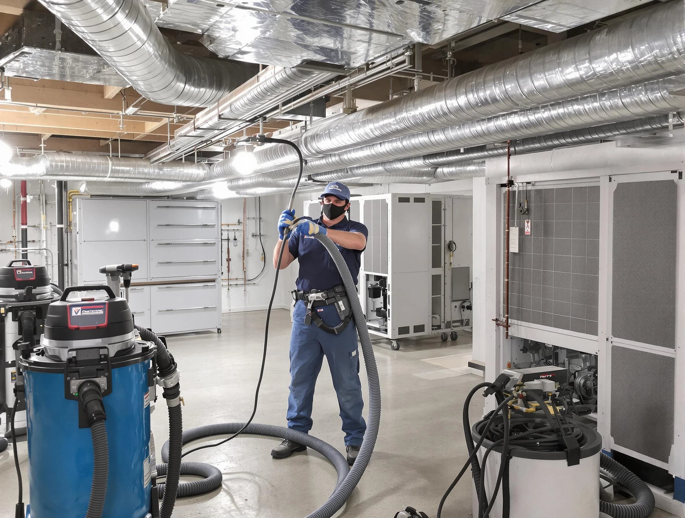 Scottsdale Air Duct Cleaning specialist performing thorough central air duct cleaning for improved system efficiency in Scottsdale