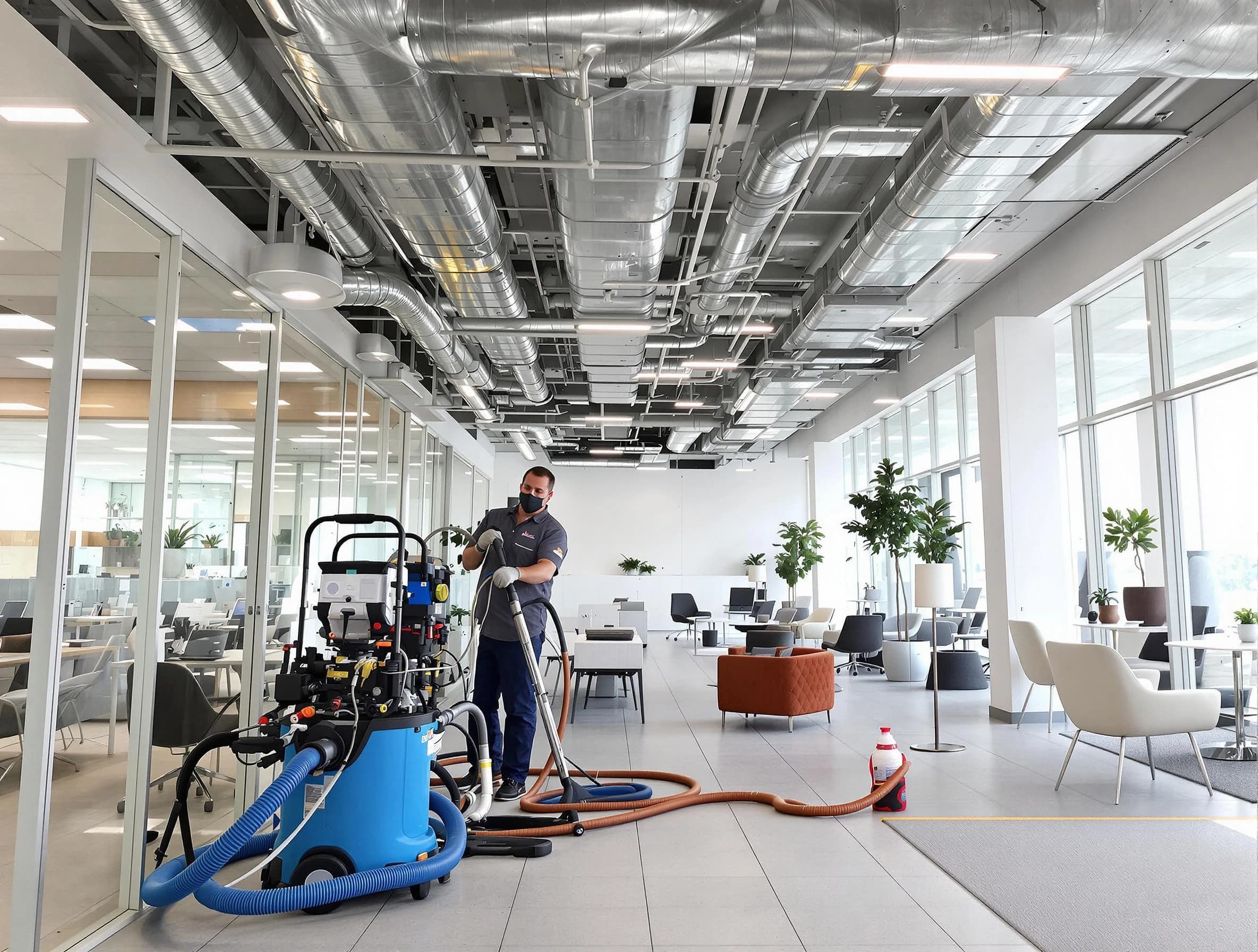Scottsdale Air Duct Cleaning team conducting comprehensive commercial duct cleaning at a business location in Scottsdale