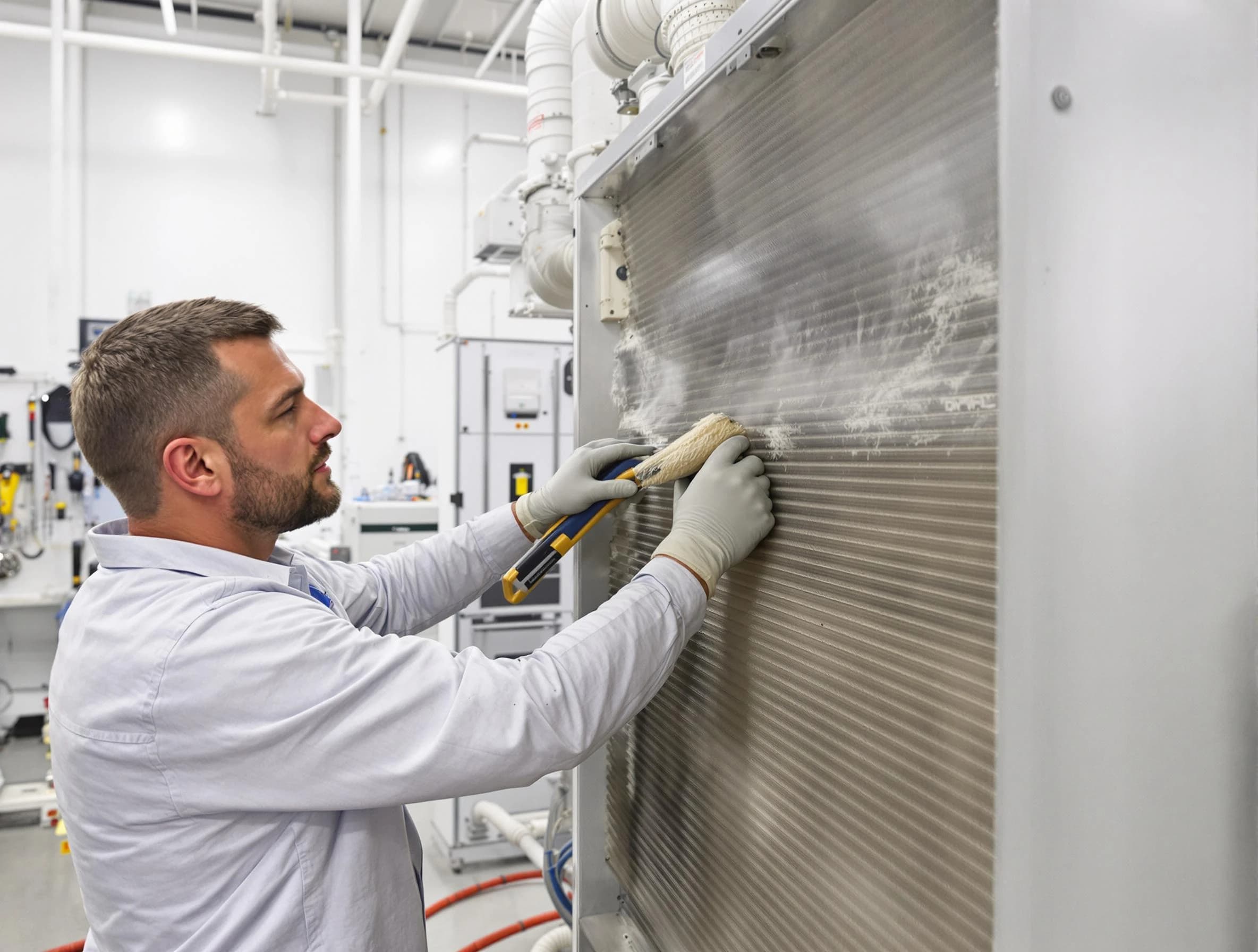 Scottsdale Air Duct Cleaning technician performing precision commercial coil cleaning at a Scottsdale business