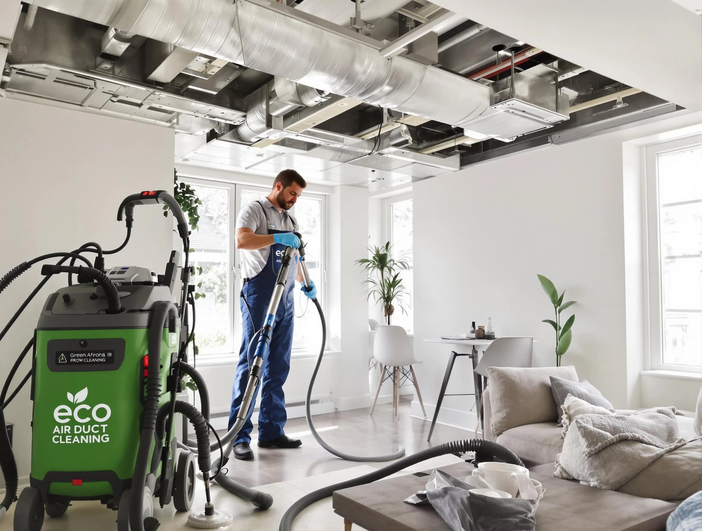 Scottsdale Air Duct Cleaning technician performing eco-friendly duct cleaning using sustainable methods in Scottsdale