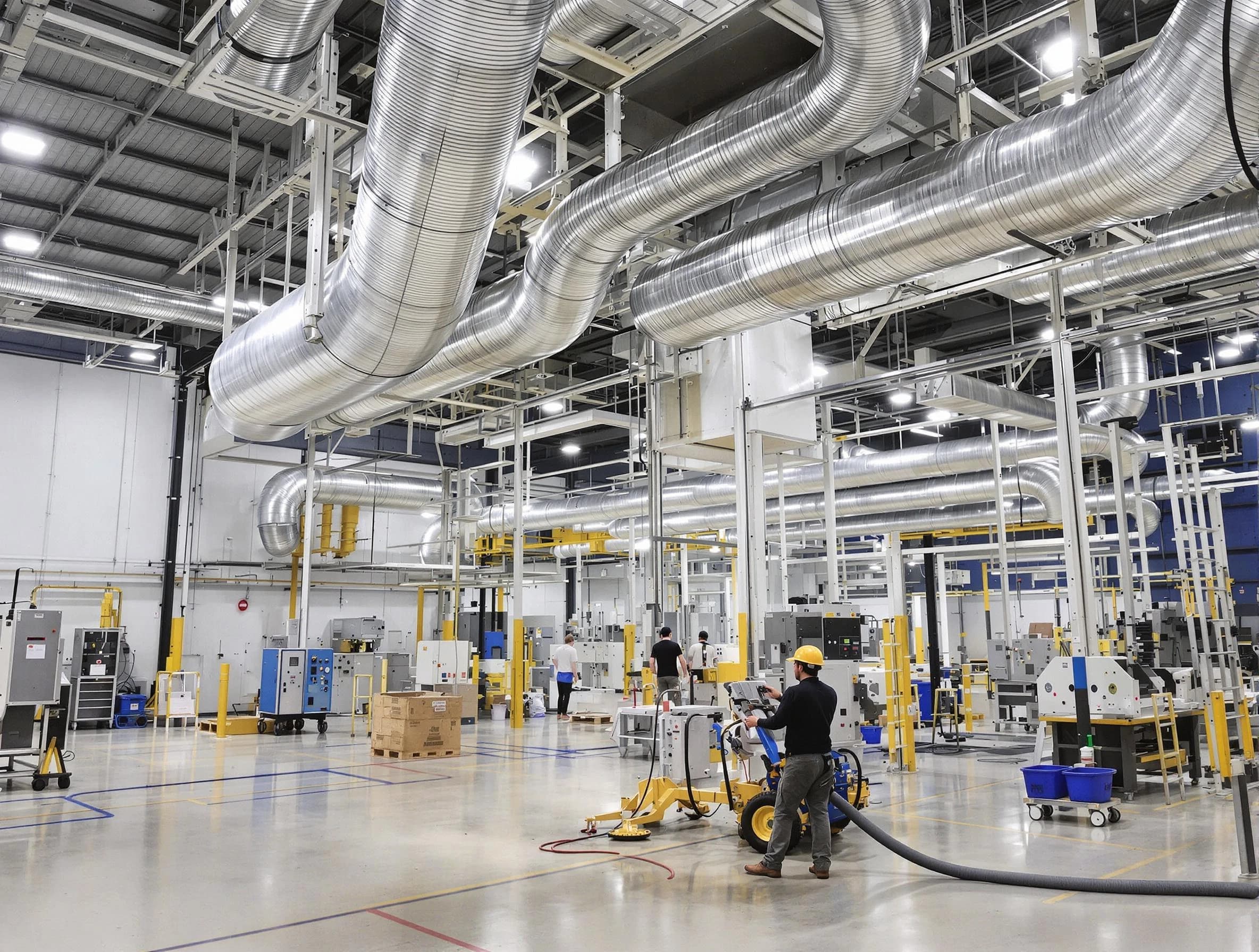 Scottsdale Air Duct Cleaning team performing comprehensive industrial duct cleaning at a large facility in Scottsdale
