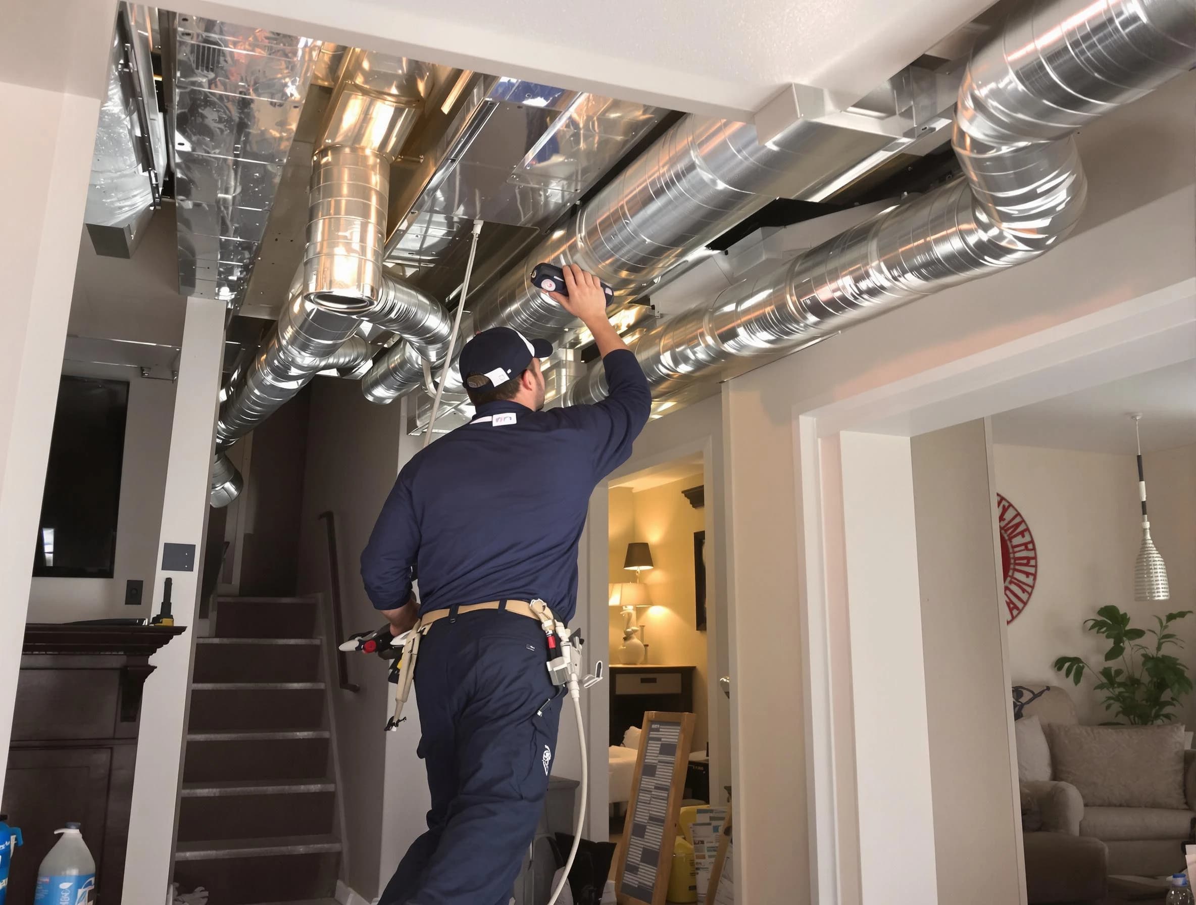 Scottsdale Air Duct Cleaning expert performing specialized duct cleaning in a mobile home in Scottsdale