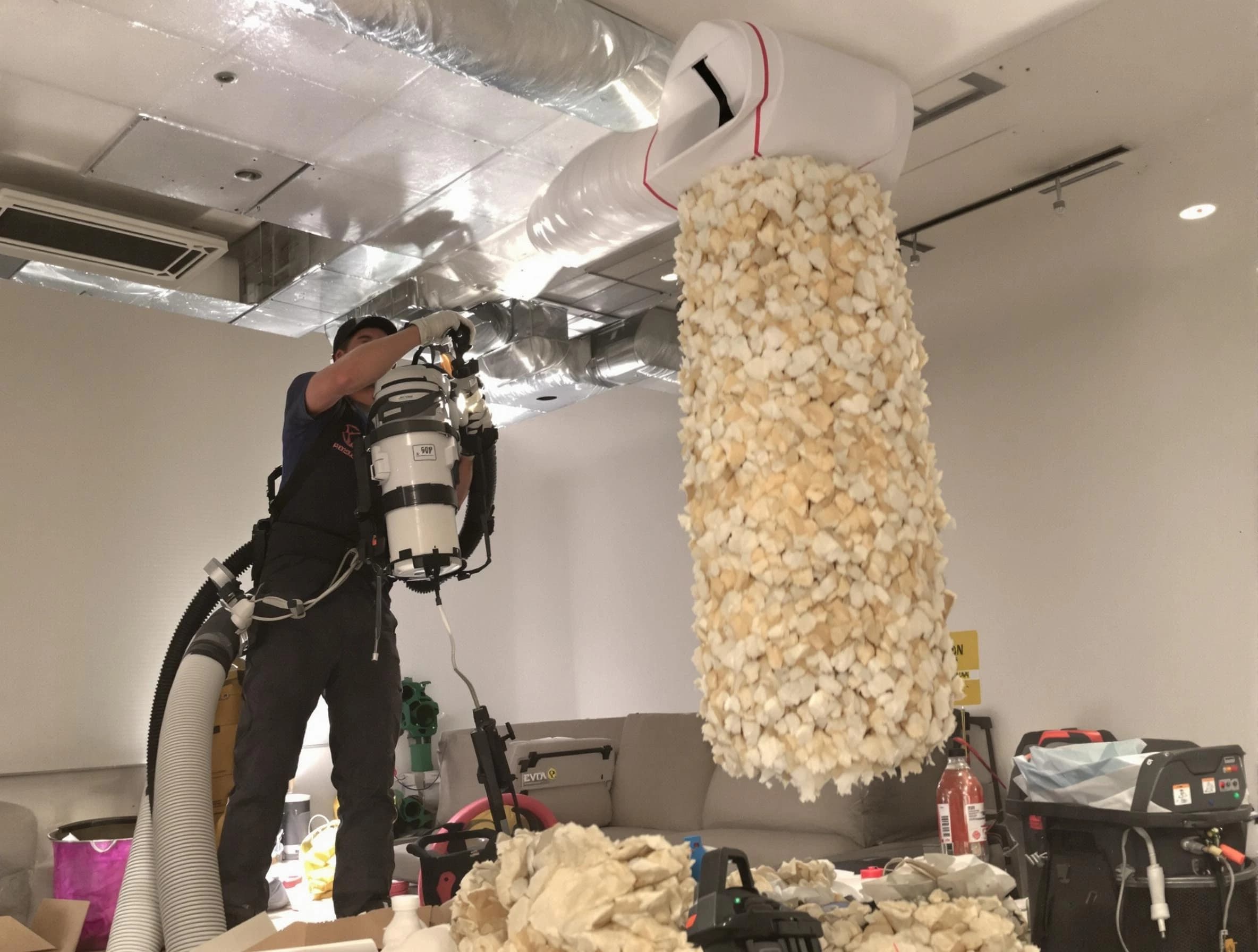 Scottsdale Air Duct Cleaning technician performing precision vacuum insulation removal in a residential property in Scottsdale