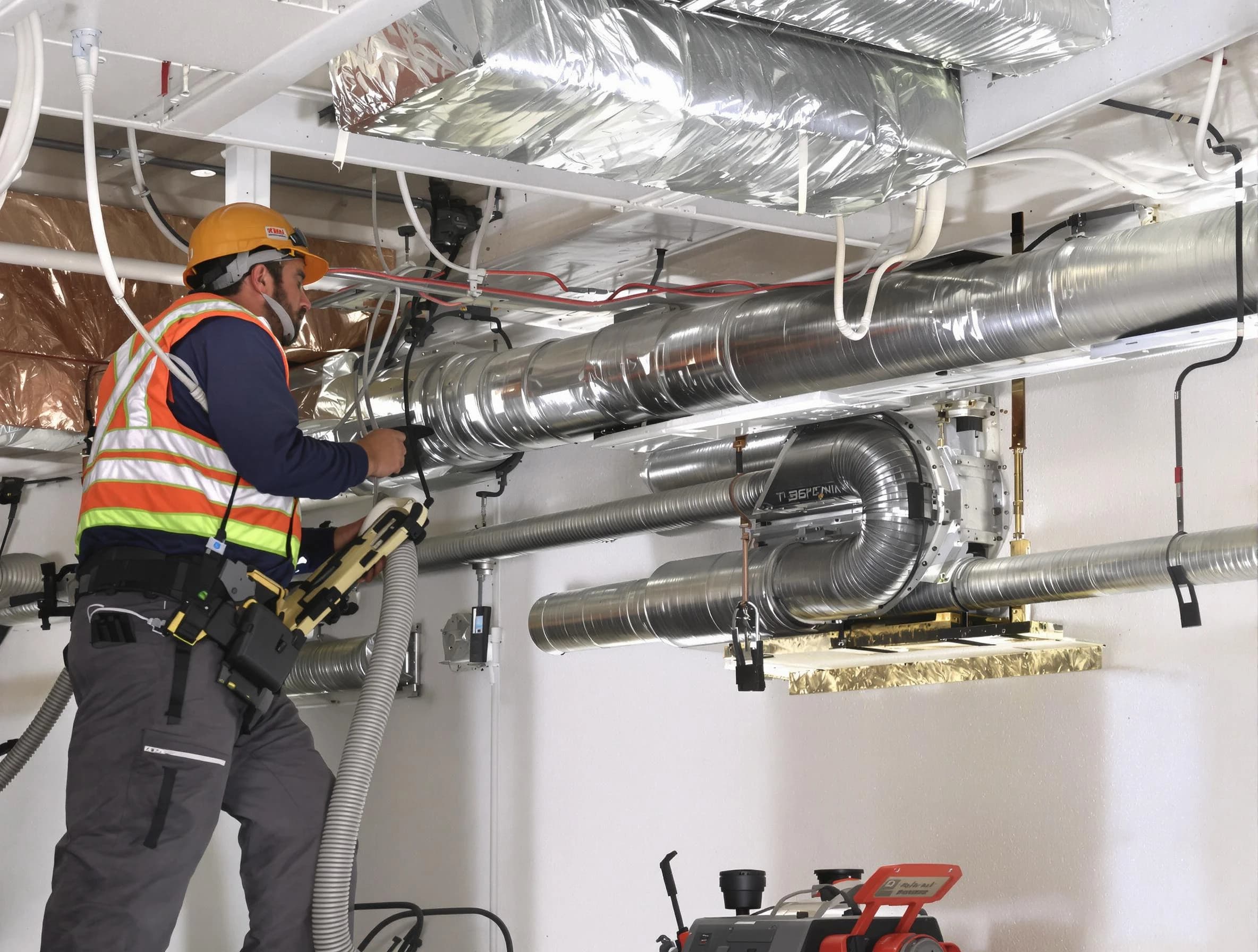 Scottsdale Air Duct Cleaning technician performing precision vacuum insulation removal in a residential property in Scottsdale