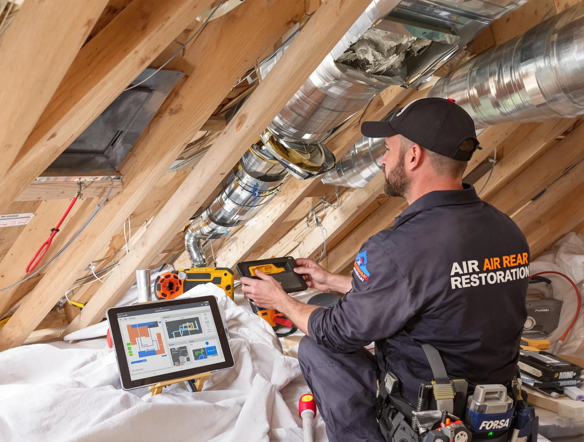 Scottsdale Air Duct Cleaning technician performing precise duct repair work in Scottsdale