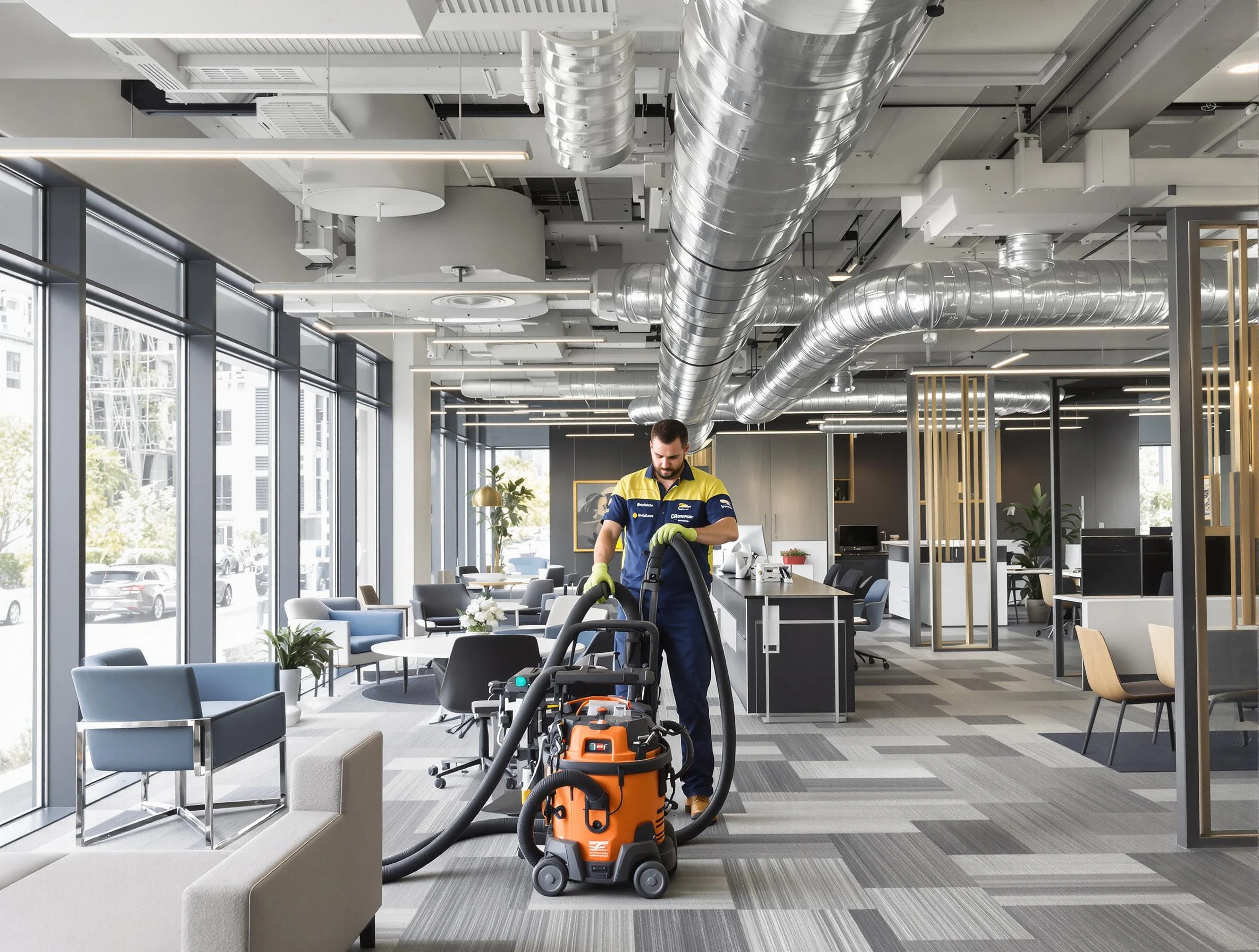 Scottsdale Air Duct Cleaning team performing thorough commercial duct cleaning at a Scottsdale business center